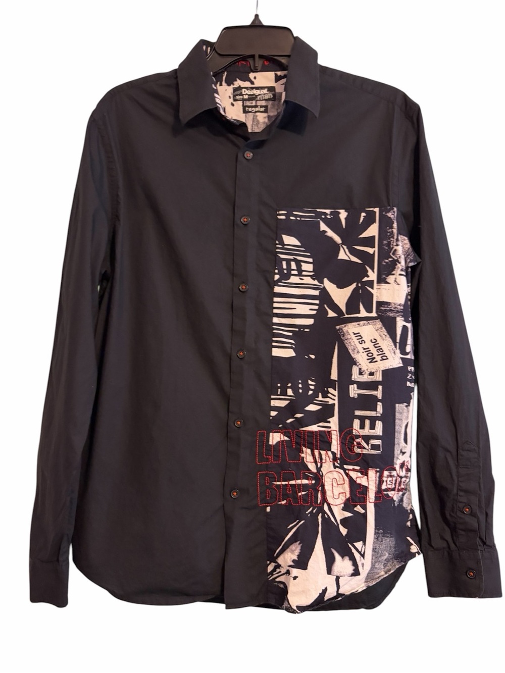 Desigual Barcelona themed button down
